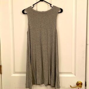 Very J Sleeveless Gray Knit Dress Fringe Covered Back Opening size S